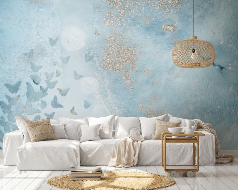 Abstract and Blue Butterfly Wallpaper Mural