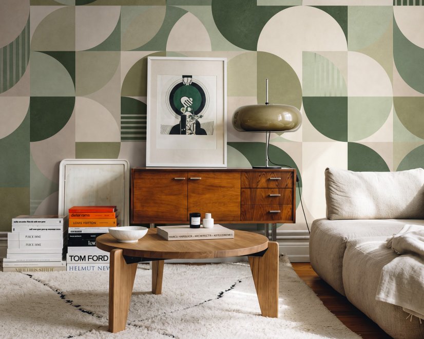 Retro Abstract Geometric Shapes Wallpaper Mural