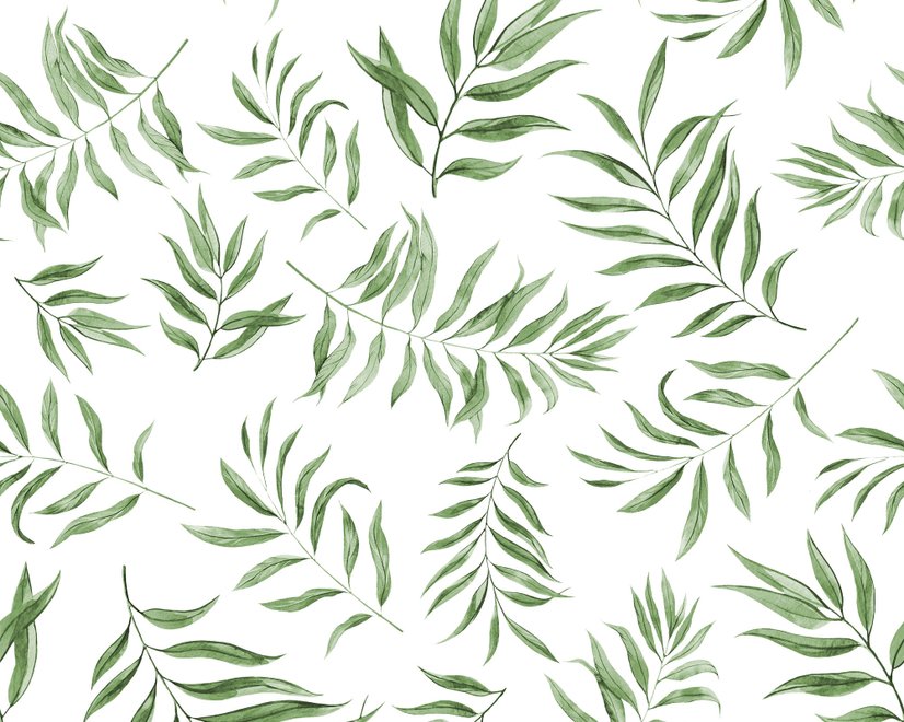 Papier peint motif feuilles palmier vert aquarelle