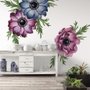 Aquarelle bleu foncé rouge anémone fleurs Stickers muraux Sticker
