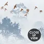 Papier peint forêt brumeuse avec oiseaux