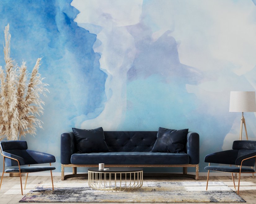 Aquarell Blaue Pinsel Fototapete