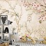 Papier peint fleurs chinoises douces petits oiseaux