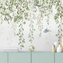 Green Hanging Leaves with Colorful Birds Wallpaper Mural