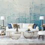 Papier peint paysage urbain bleu monochrome abstrait