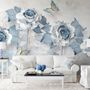 Soft Blue Floral Wallpaper Mural