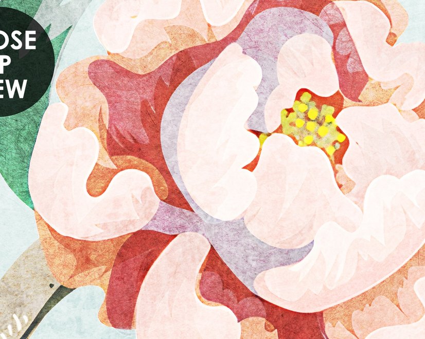 Chinoiserie-Pfingstrosenblüte mit chinesischen Vögeln Fototapete