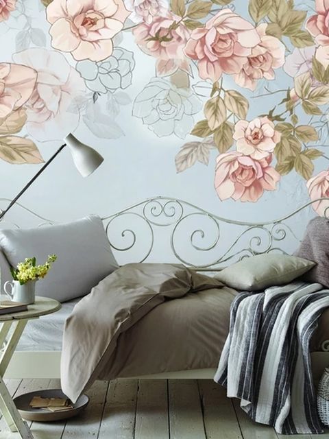 Fototapete mit zarten rosa Weinranken