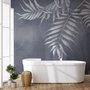 White Tropical Leafy Wallpaper Mural