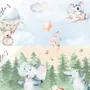 Kids Cute Animals Dancing in the Forest Wallpaper Mural