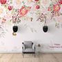 Pink Flowers and Butterflies Wallpaper Mural
