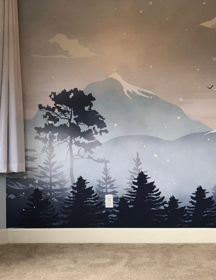 Kids Mountain Landscape with Snow Wallpaper Mural
