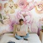Papier peint panoramique floral rose pivoine