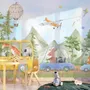 Kids Cute Watercolor Animals in the Bus Wallpaper Mural