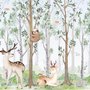 Kinderzimmer Niedliche Tiere im Wald Aquarell Fototapeten