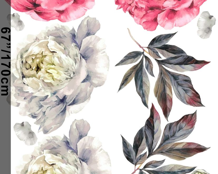 Kids Watercolor Pink White Florals Wall Decal Sticker