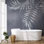 White Tropical Leafy Wallpaper Mural