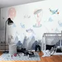 Watercolor Style Kids Landscape with Cute Bunny Wallpaper Mural