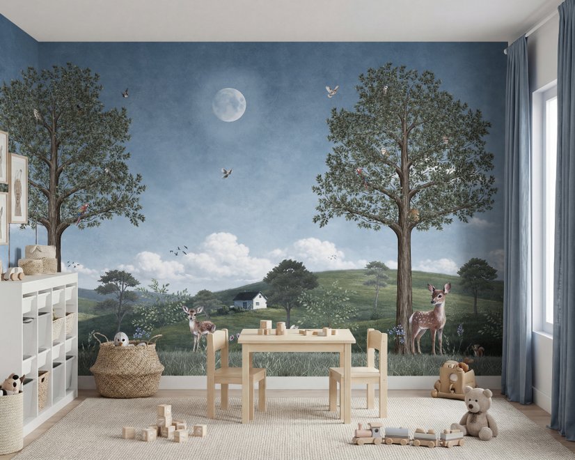 Kids Forest Animals Landscape Wallpaper Mural