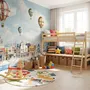 Kids Harbor Village and Hot Air Balloons Wallpaper Mural