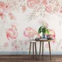 Pink Flamingo with Pink Flowers Wallpaper Mural