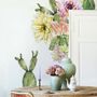 Watercolor Pink Yellow Cactus Florals Wall Decal Sticker