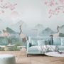 Watercolor Drawing Lotus Floral Art Wallpaper Mural