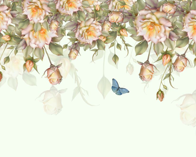Vintage Orange Roses Wallpaper Mural