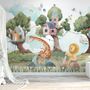 Kids Forest Animals with Treehouse Wallpaper Mural