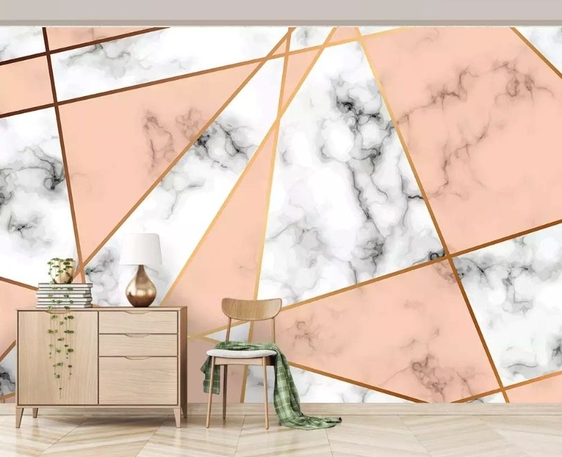 Gray Pink Marble Pattern Wallpaper Mural