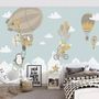 Big Air Balloon with Cute Animals Wallpaper Mural