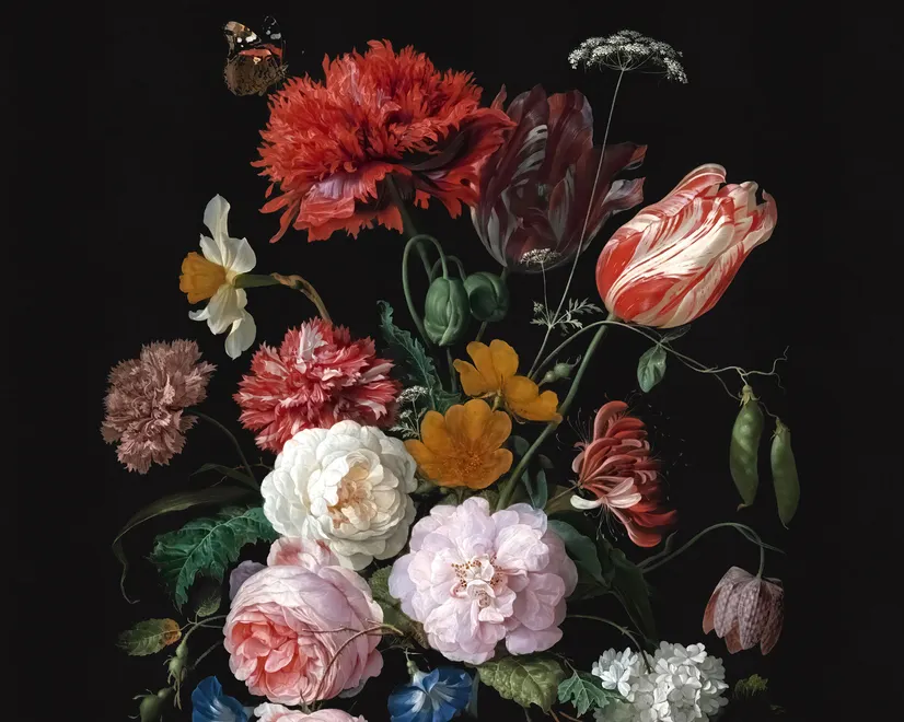 Dutch Florals Still Life Flowers in Vase Wallpaper Mural