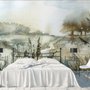 Papier peint paysage botanique style aquarelle