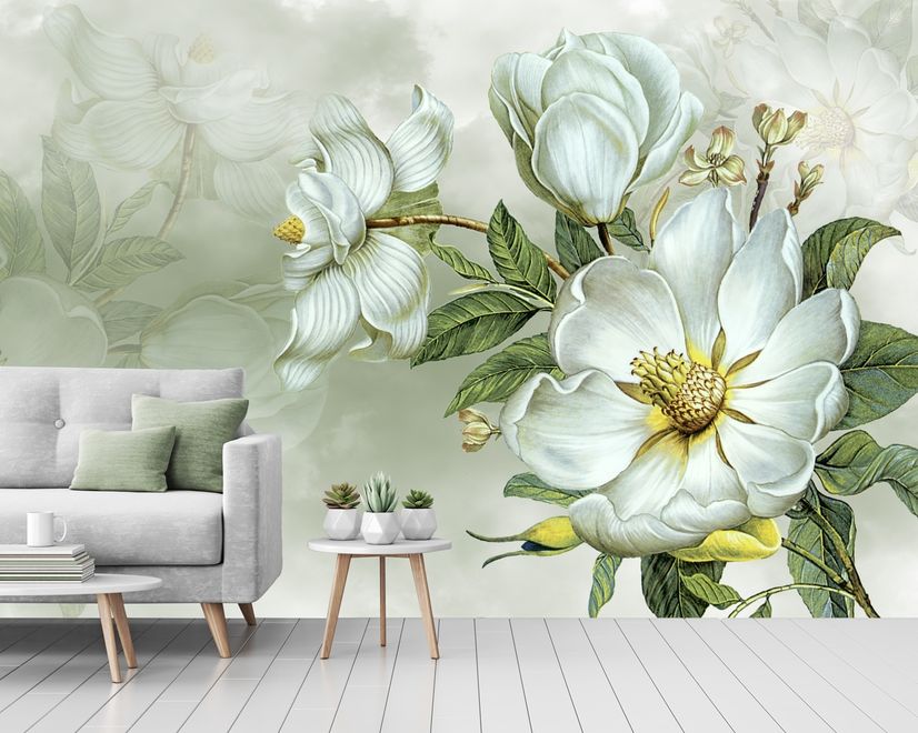 Nostalgic Magnolia Floral Wallpaper Mural