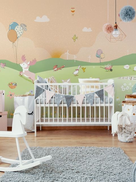 Kinderzimmer Cartoon Waldlandschaft Fototapete