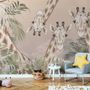 Cute Giraffes Between Tropical Leaves Wallpaper Mural
