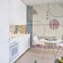 Papier peint art formes géométriques douces
