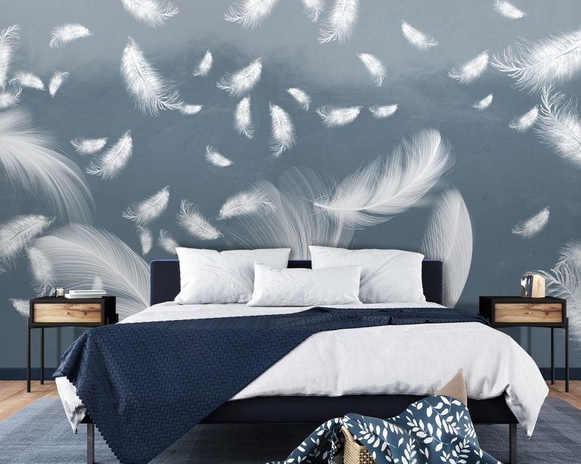 Blue Feathers Wallpaper Mural