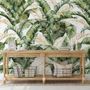 Watercolor Tropical Banana Leaf with Faux Gold Details Wallpaper Mural