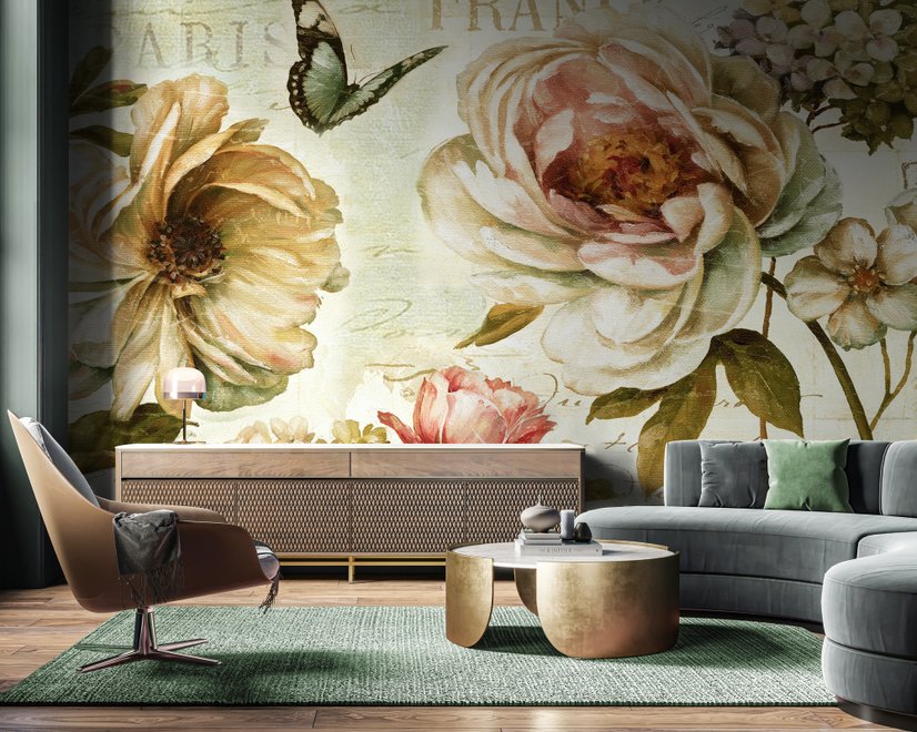Vintage Hydrangea Wallpaper Mural