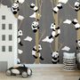 Cartoon Pandas with Tree Branches Wallpaper Mural