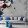 Dark Blue Red Peony Floral Bouqet Wall Decal Sticker
