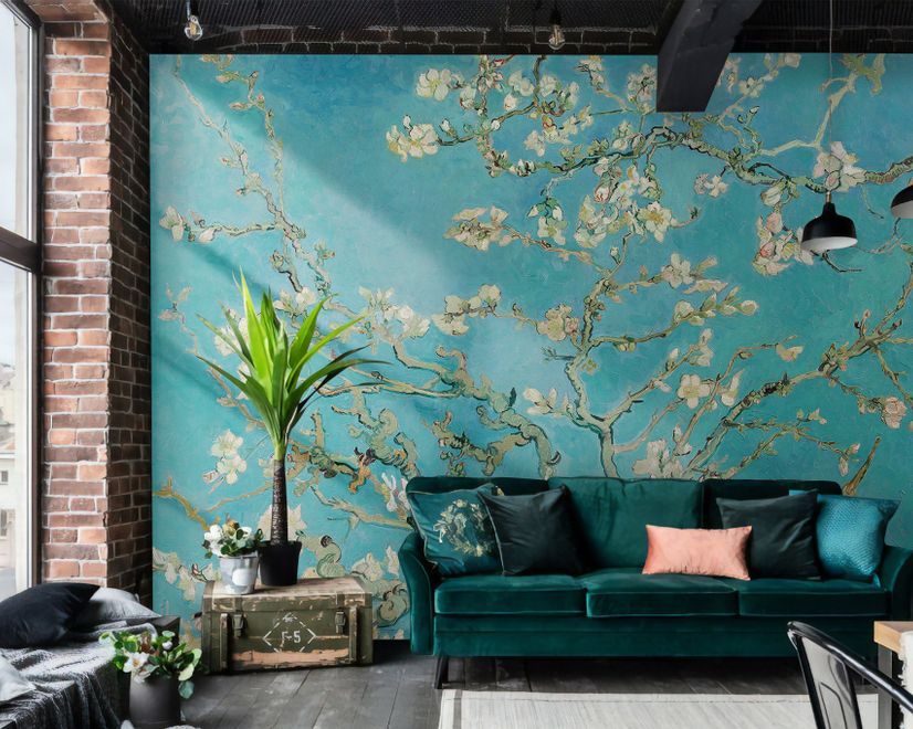 Papier peint panoramique Van Gogh, fleurs d'amandier