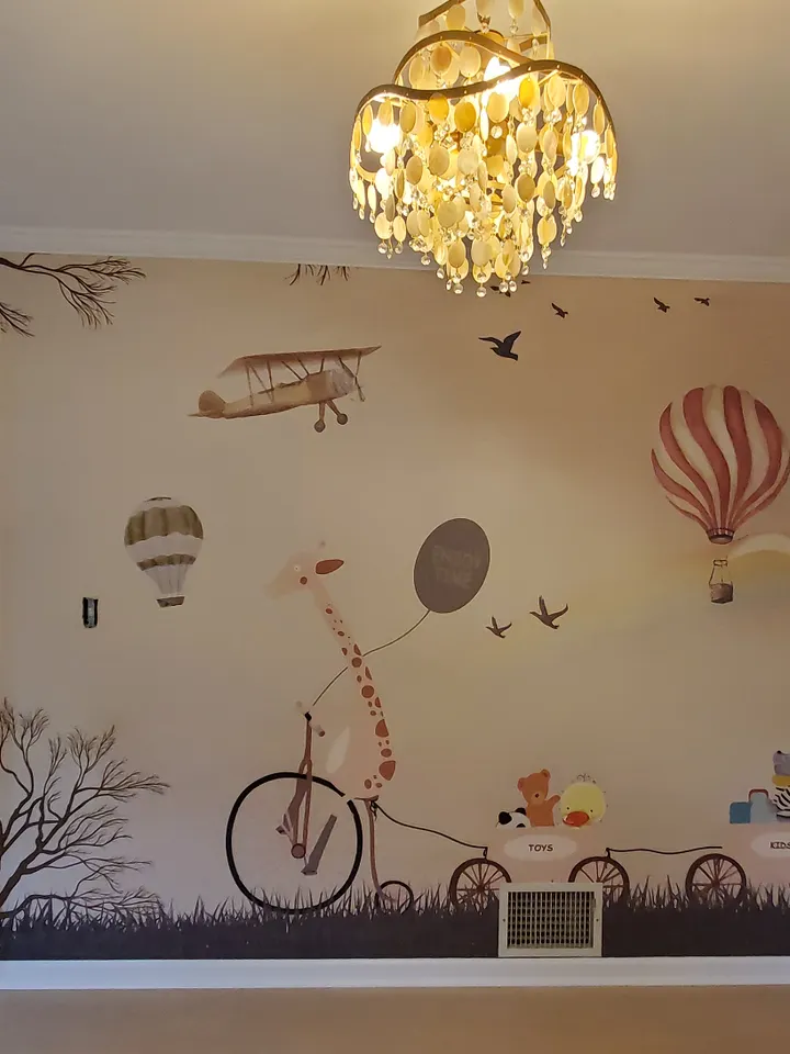 Vintage Hot Air Balloon and Rainbow Wallpaper Mural