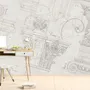 Antique Architectural Greek Column Drawing Art Wallpaper Mural