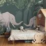 Cute Elephants on The Tropical Jungle Kids Wallpaper Mural