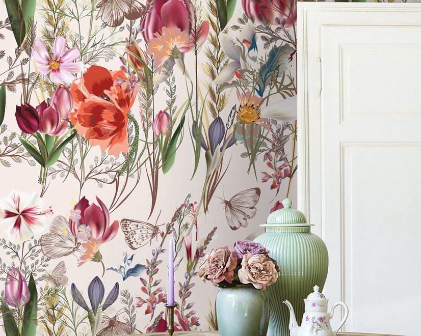 Papier peint motif fleurs printemps