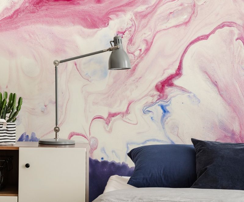 Pink Blue Marble Style Brush Wallpaper Mural
