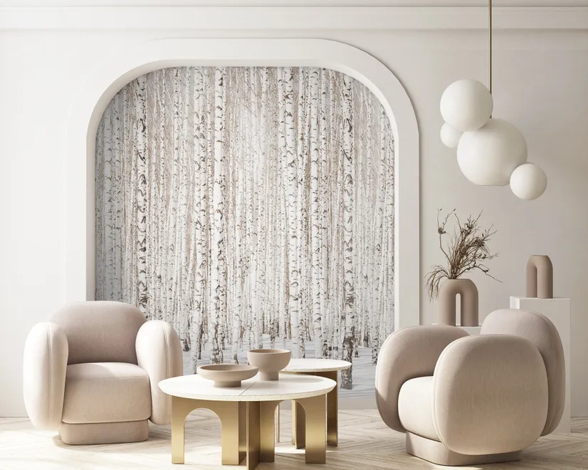 Birch Tree Forest in Winter Wallpaper Mural