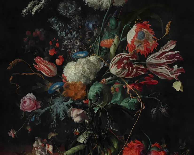Dark Floral Bouqet with Tulips and Roses Wallpaper Mural